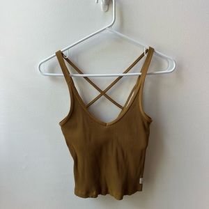 Vuori Ribbed Crop Tank Top - Dark Golden